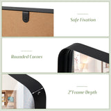 Tangkula Rectangular Wall Mirror, Modern Mirror with Solid Steel Frame & Rounded Corners