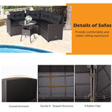 Tangkula 4 Piece Outdoor Sofa Set, Patio Rattan Corner Chair Set W/Round Side Table