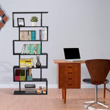 6 Shelf Bookcase, Modern S-Shaped Z-Shelf Style Bookshelf