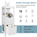 Side Floor Cabinet with 2 Switchable Drawers - Tangkula
