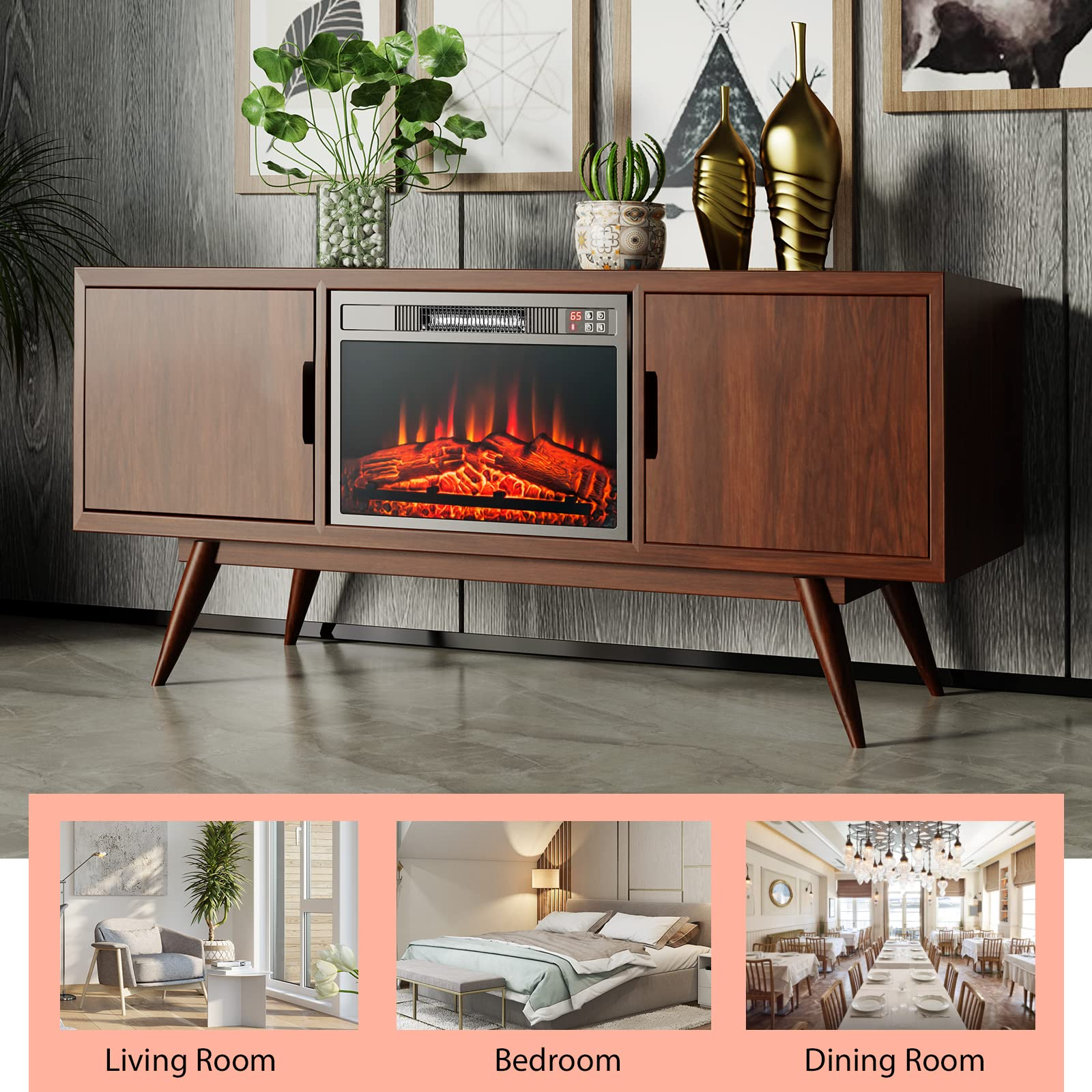 23 inch Electric Fireplace Insert - Tangkula