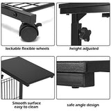 Tangkula Rolling Height Adjustable C Table, Mobile End Table with Detachable Wheels, Side Basket and Bottom Mesh Storage