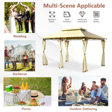 Tangkula 10 x 13 FT Patio Gazebo, 2-Tier Outdoor Gazebo