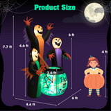 Tangkula 8 FT Inflatable Halloween Witches Holding Cauldron, Quick Blow up Halloween Sorceresses