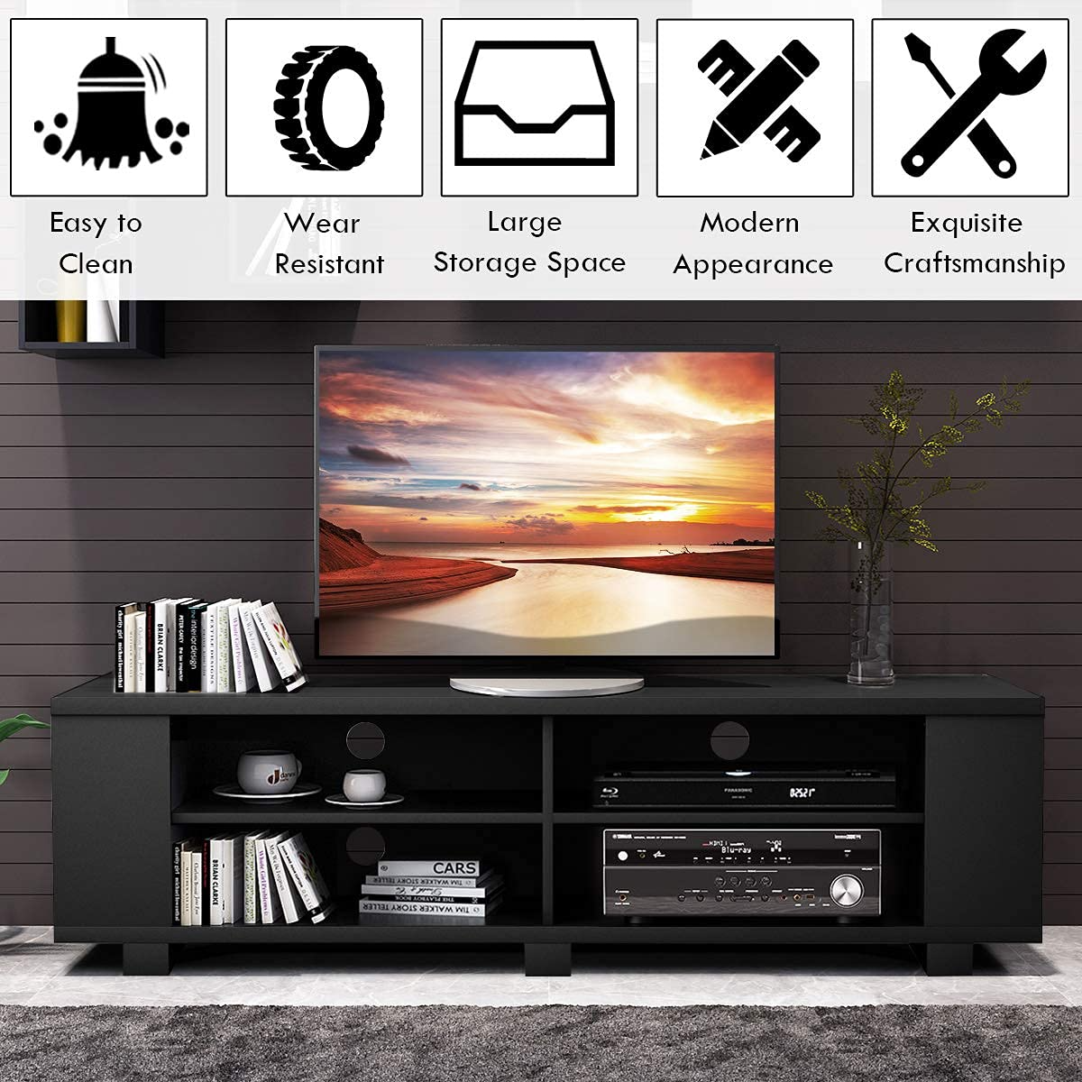 Wood TV Stand for TVs up to 65 Inch