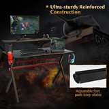 Tangkula Gaming Desk, Professional Gamer Workstation with Cup Holder, Headphone Hook, Handle Rack