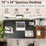 Tangkula 55" Computer Desk, Large Home Office Desk with 2-Tier Storage Shelves