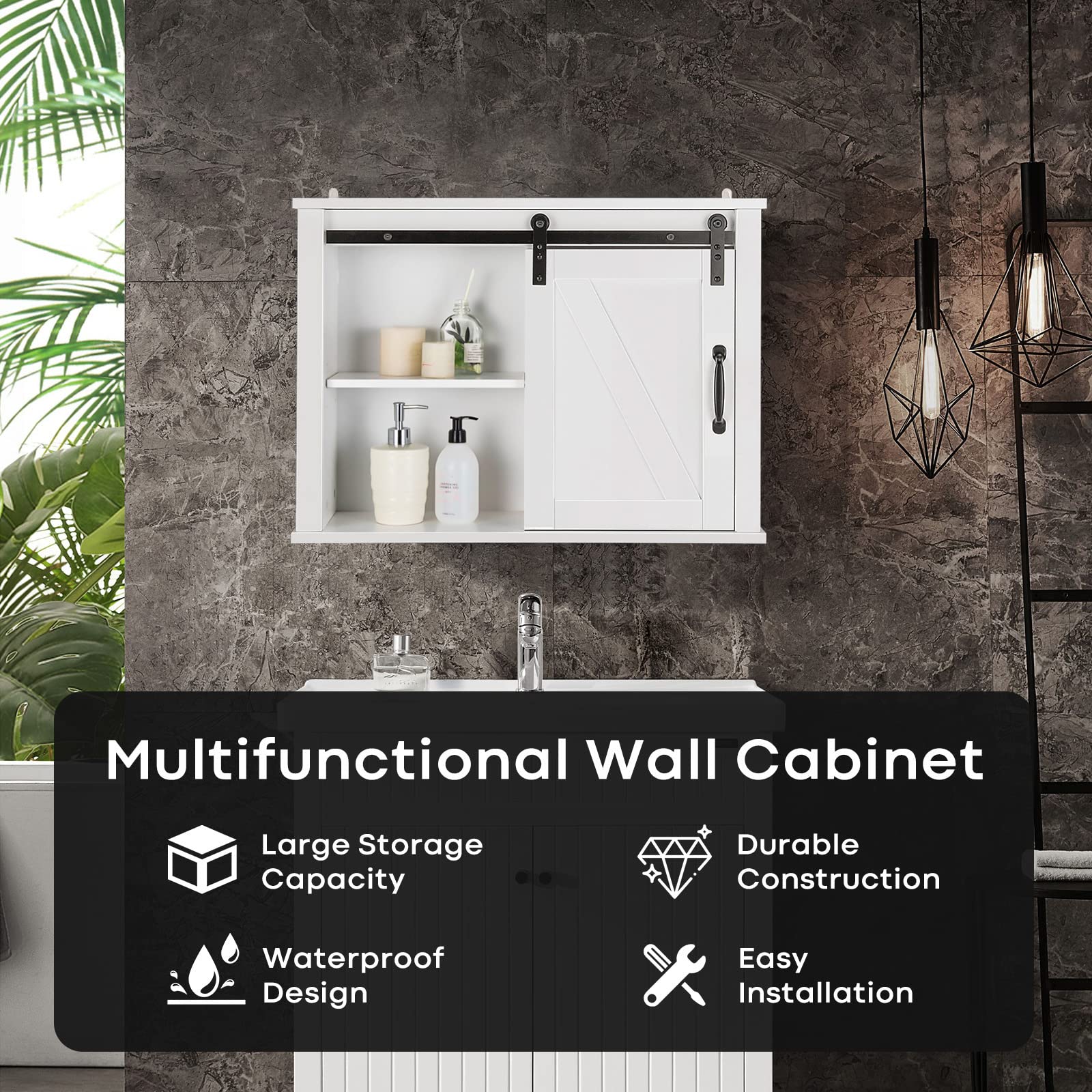 Multi-Function Wooden Storage Cabinet - Tangkula