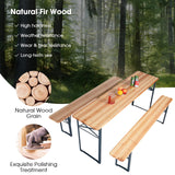 Tangkula 3 Piece Picnic Table Bench Set, Wood Picnic Table with 2 Benches with Heavy-Duty Metal Frame