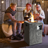 Tangkula 16 Inch Patio Propane Fire Pit, Patiojoy Electronic Ignition Square Gas Fire Pit with Protective Cover