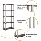 Tangkula 57" Storage Shelves, Space-Saving 5-Tier Storage Rack Organizer(Walnut & Black)