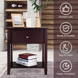 Tangkula End Table with Drawer, Nightstand w/Drawer and Storage Shelf