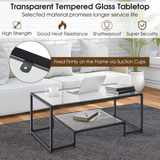 Tangkula Tempered Glass Coffee Table, 42 Inch Wide Rectangular Coffee Table