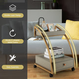Tangkula Rolling End Table, 2-Tier Side Table w/Tray Top, Pull-Out Drawer & Lockable Casters