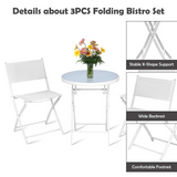 Tangkula 3 Pieces Folding Patio Bistro Set, No Assembly Required