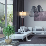 Tangkula Crystal Floor Lamp Sheer Shade Elegant Design Floor Light