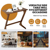 Bamboo TV Tray Sofa Side Table, Z-Shaped Couch Table with 29.5'' x 16'' Tabletop
