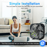 3-Speed Box Fan, 20 inch Floor Fan for Full-Force Circulation with Air Conditioner