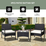 3 Pieces Patio Rattan Conversation Set - Tangkula