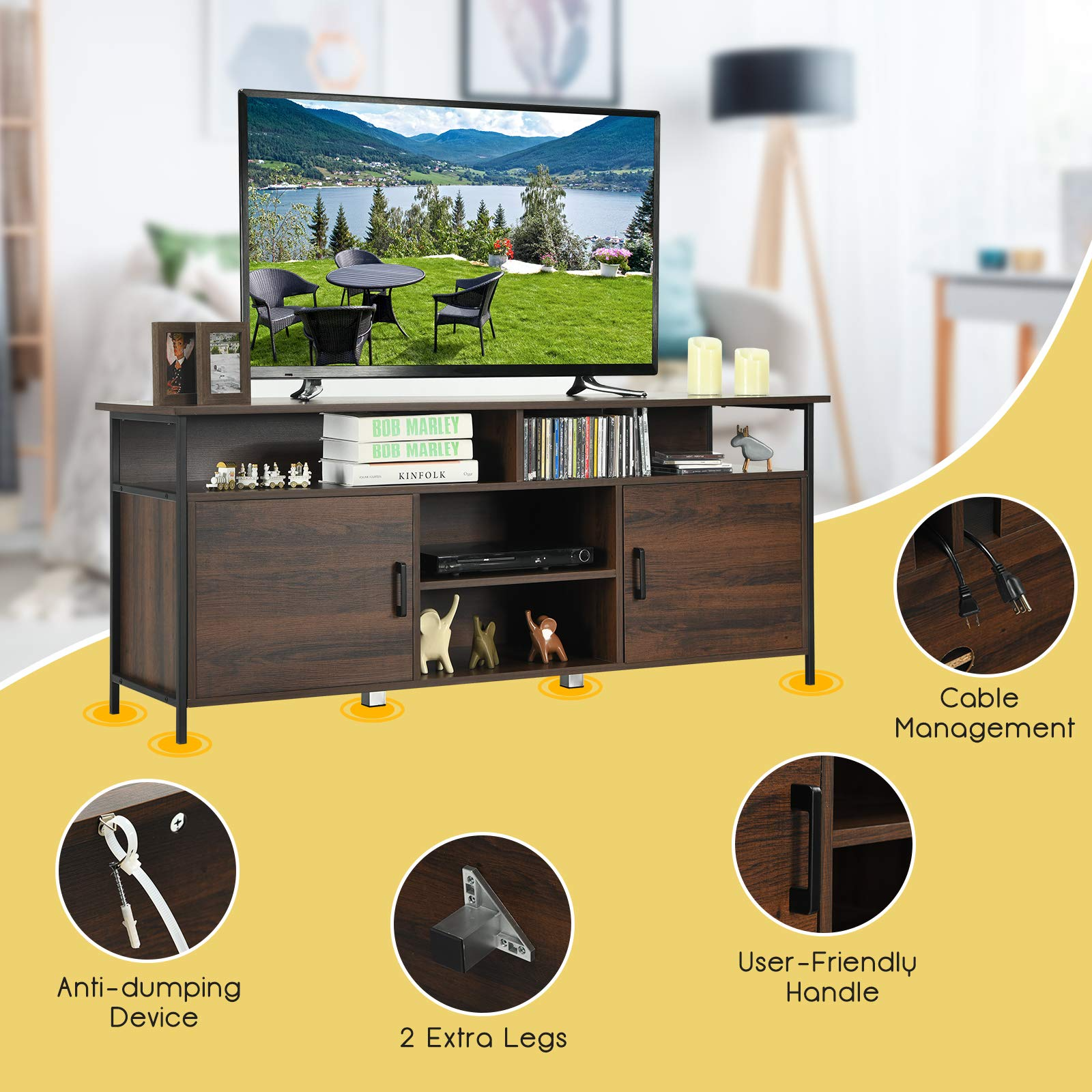  Wood Universal TV Stand for TVs up to 65 Inches - Tangkula