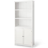 Tangkula Bookcase with Doors, 3 Tier Open Book Shelving