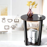 Tangkula Round End Table, 2-Tier Metal Sofa Table with Storage Shelf