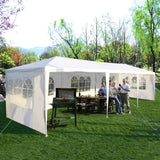 Tangkula 10'x30' Outdoor Canopy Tent Heavy Duty Party Wedding Event Tent Sturdy Steel Frame with 5 Removable Sidewalls Waterproof