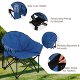 Tangkula Oversized Camping Chair, Outdoor Padded Folding Chair with Cup Holder