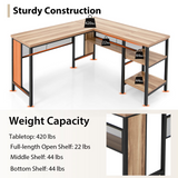 Tangkula L-shaped Office Desk, 59 Inch Large Corner Desk