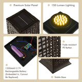Tangkula 2-Piece Outdoor Solar Powered Floor Lamps, IP65 Waterproof Wicker Floor Lamps with Auto On/Off LED Light