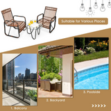 Tangkula 3 Piece Patio Rattan Furniture Set, Includes 2 Single Wicker Chairs and Glass Side Table