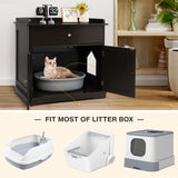 Tangkula Litter Box Enclosure, Cat Litter Box Furniture Hidden with Large Drawer, 2 Doors