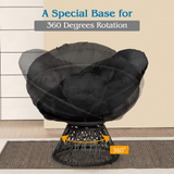 Tangkula Papasan Chair Rattan Ergonomic Chair w/ 360-degree Swivel and Soft Cushion, Solid Structure & Stable Base
