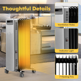 Tangkula 1500W Oil Filled Radiator Heater, Electric Space Heater with 3 Heat Settings