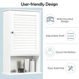 Tangkula Medicine Cabinet, Wall Mounted Bathroom Cabinet Single Door Wooden Bathroom Wall Cabinet with Adjustable Shelf