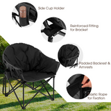 Tangkula Oversized Camping Chair, Outdoor Padded Folding Chair with Cup Holder