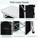Tangkula Folding Camping Table, 2-Tier Aluminum Camping Kitchen Table