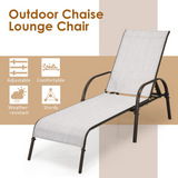 Tangkula Patio Chaise Lounge, Recliner Outdoor Lounger Chair w/Adjustable Backrest, Reclining Chair w/Heavy Duty Steel Frame