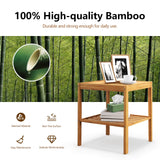 Tangkula Bamboo Nightstand Set of 2