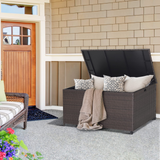 Tangkula 133 Gallon Deck Storage Box, Patio Rattan Storage Container with 2 Universal Wheels