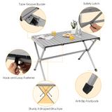 Tangkula 3.6ft Portable Picnic Table, 6 Person Heavy Duty Aluminum Roll Up Camping Table with Carry Bag