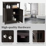 Tangkula Bathroom Floor Cabinet, Wooden Freestanding Storage Cabinet with Double Shutter Door & Adjustable Shelf