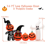 Tangkula 7.5 FT Halloween Inflatable Pumpkin Patch with Ghost, Skeleton & Witches Hats