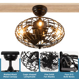 Tangkula Caged Ceiling Fan with Light, Enclosed Ceiling Fan with 5 Blades, 3 Wind Speed, Remote Control, 4 x E12 Base (No Bulb)