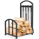 Tangkula Firewood Log Rack with 4 Tools Set