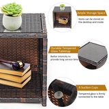 Tangkula 3-Piece Outdoor PE Rattan Furniture Set, Patio Conversation Set w/Chair & Storage Coffee Table