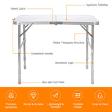 Folding Picnic Table, Portable Aluminum Camp Table with 3 Adjustable Heights
