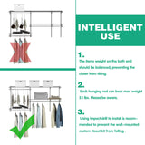 3 to 5 FT Custom Closet Organizer System Kit, Wall-Mounted Storage Organizer with Wire Shelving and Hanging Rods
