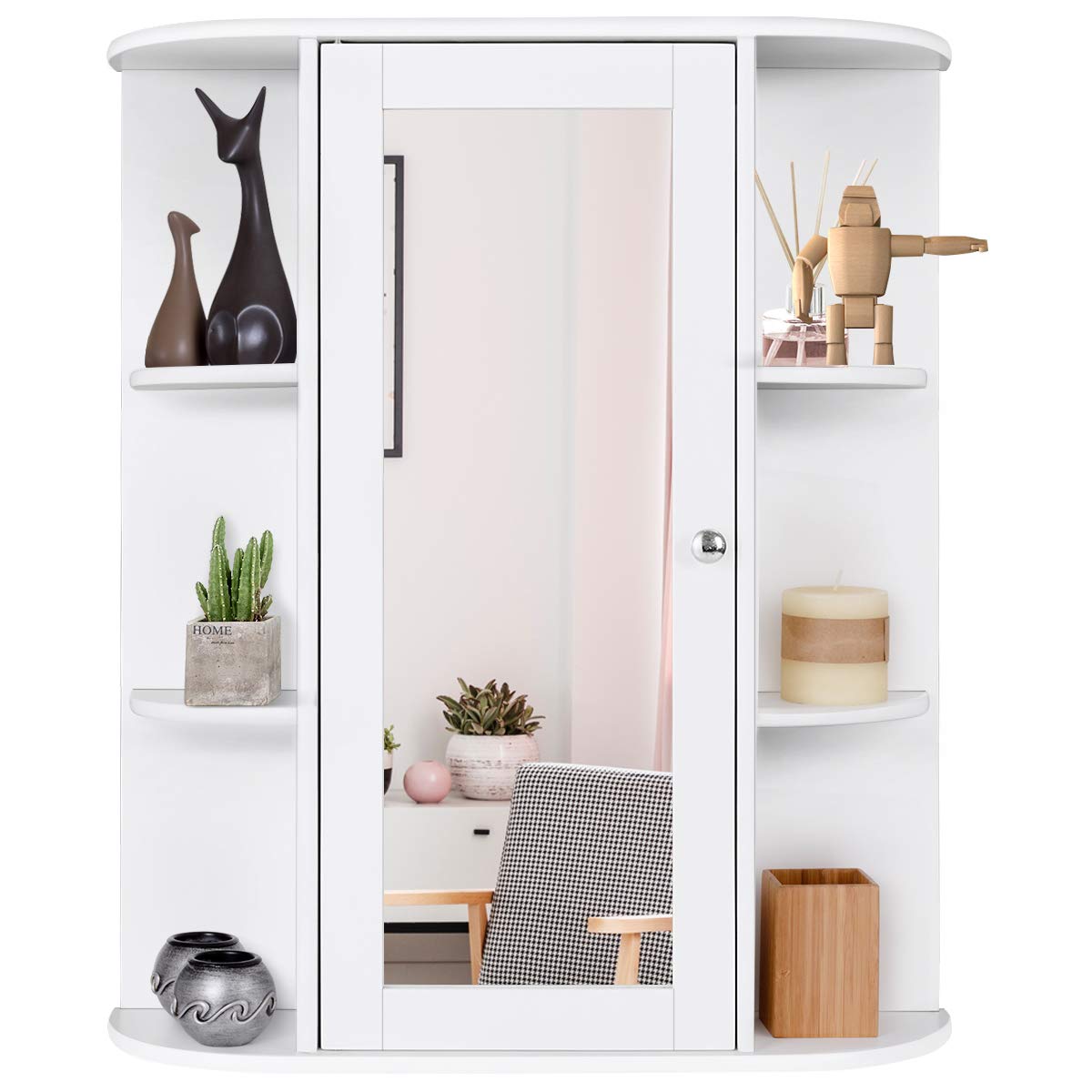 Tangkula Wall Mounted Bathroom Cabinet Storage Organize Hanging Medicine  Adjustable Shelf : Target
