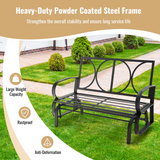 Tangkula 2-Person Outdoor Glider Bench, Swing Seat Bench with Seat & Back Cushions, Sturdy Rustproof Steel Frame